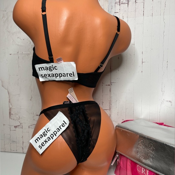 VS LUXE 32 34 36 38 LUXE FLORAL BRA SET EMBROIDERY VELVET - Picture 2 of 2